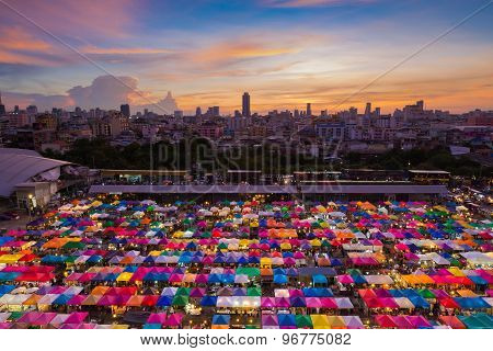 Bangkok Flea market aerial view