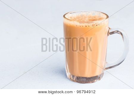 Tea with milk or popularly known as Teh Tarik in Malaysia