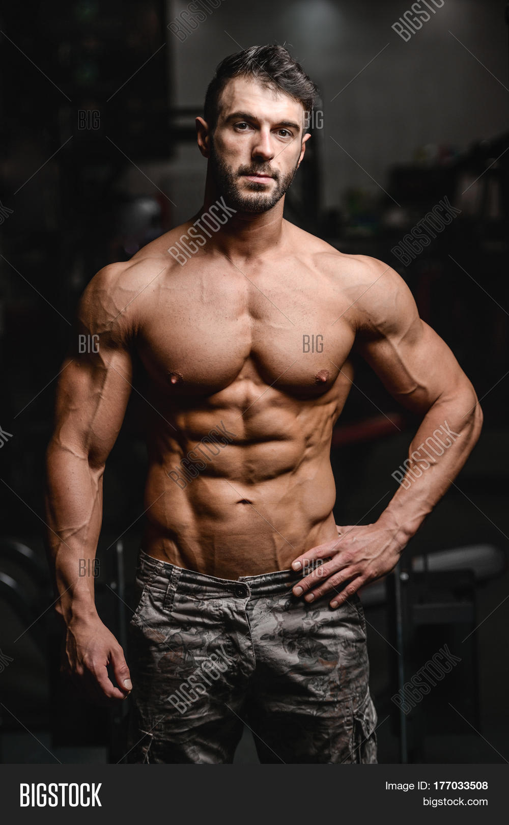 Caucasian Sexy Fitness Model In Gym Close Up Abs Caucasian Sexy Fitness Model In Gym Close Up Abs