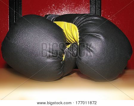 Teen boxing gloves. Preparation for training preparation of equipment