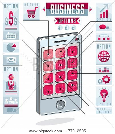 Creative Infographics Concept, Cell Phone, Smatphone Options ,vector Illustration.