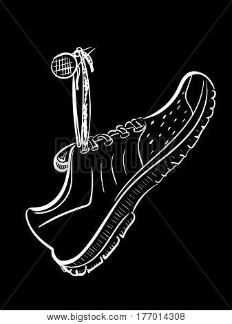 The sketch blub brush of sneakers from lines