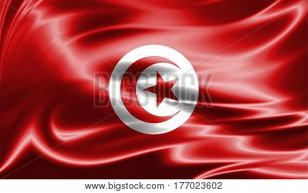 Grunge Colorful Background, Flag Of Tunisia.