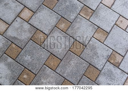 Texture of road surface made grey pave stones