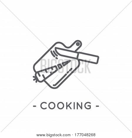 Line Black Cooking Icon On White Background