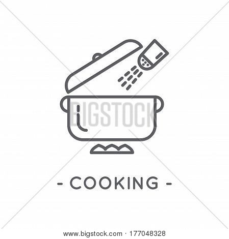 Line Black Cooking Icon On White Background