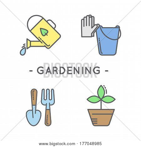 Line Black Gardening Icon Set