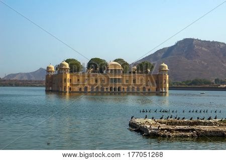 View Of Jal Mahal From The Man Sagar Lake. Jal Mahal Is The Major Tourist Attraction In Jaipur