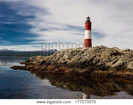 Lighthouse Les eclaireurs in Beagle Channel near Ushuaia