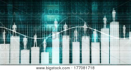 Staff Performance Appraisal with People Standing on Platform 3D Illustration Render