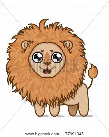 Cute hungry lion.Lion cub dreams of delicious fish.