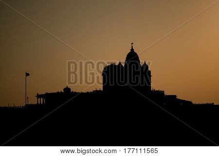 Kanyakumari Comorin cape Kerala India Sunrise above the sea