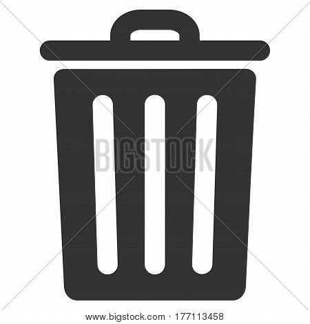 Dustbin vector icon. Flat gray symbol. Pictogram is isolated on a white background. Designed for web and software interfaces.
