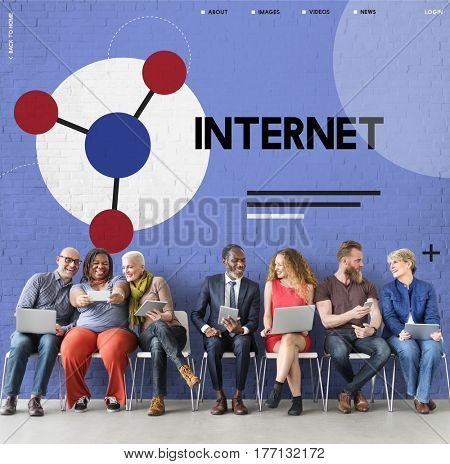 Group of people connected with social network online community