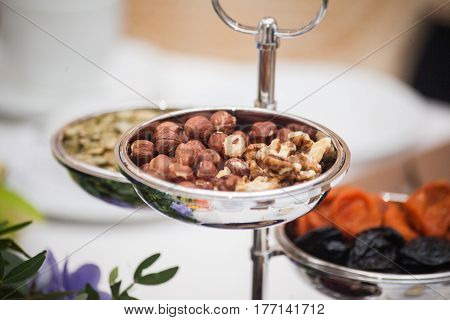 Dried fruits on the table. Mix of healthy snaks