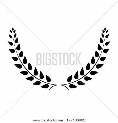 Sign laurel wreath mono. Black icon isolated on white background. Flat design style. Emblem of glory success. Symbol of leader victory triumph. Stock vector illustration