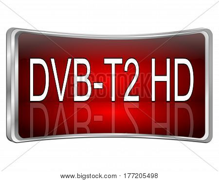 red DVB-T2 HD ( Digital Video Broadcasting ) - 3D illustration