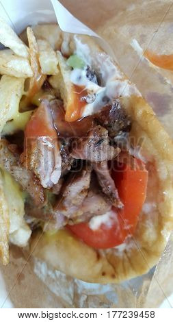 Typical Greek food called Gyros, Crete, Greece