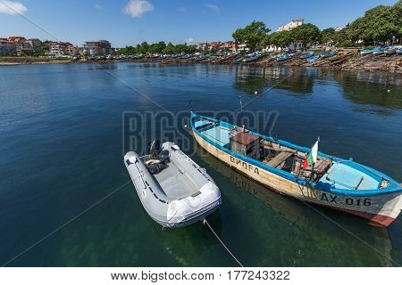 AHTOPOL, BULGARIA - JUNE 30, 2013: Panorama of port of town of Ahtopol,  Burgas Region, Bulgaria