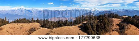 Panoramic view from Khaptad national park mount Saipal great himalayan trail Rara to Khaptad trek in western Nepal