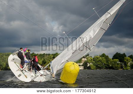 Moscow, Russia -  May 28 : Team Athletes Participating In The Sailing Competition - Spring Regata ,