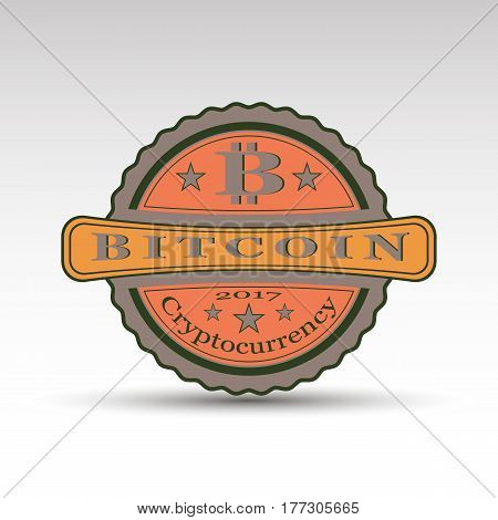 the badge with bit coin symbol.Vintage style