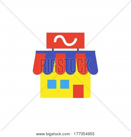 Vector icon or illustration showing business as store building in material design style