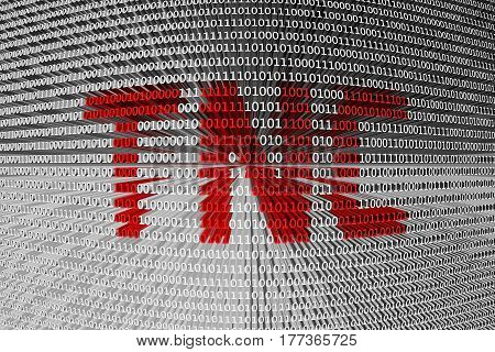 TNC in the form of binary code, 3D illustration