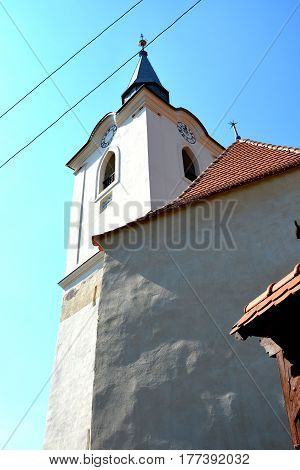 Fortified medieval saxon church in the village Dirjiu, Transylvania