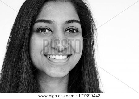 Woman doing close up photo shoot in studio