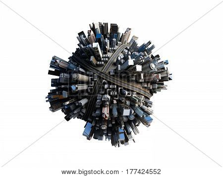 Megalopolis Aerial View 3D Render Image No Shadow