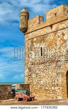 Sqala du Port, a defensive tower at the fishing port of Essaouira, Morocco