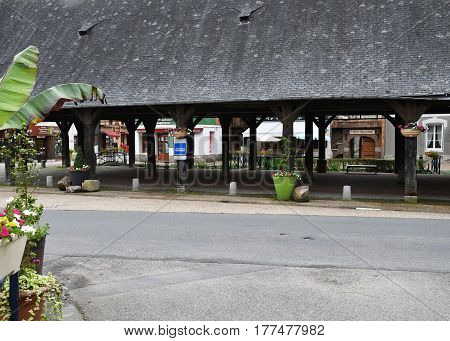 Cleres France - june 23 2016 : covered market in the village center