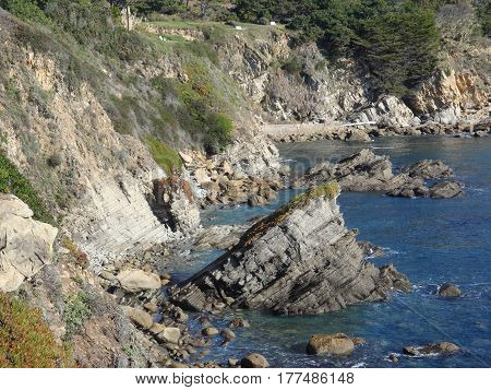 rugged California coast line and rock formations