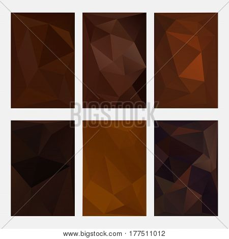 Set of brown wrinkled paper on light wooden background, triangular illustration