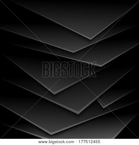 Black background abstract triangles with shadows. Stock Illustration