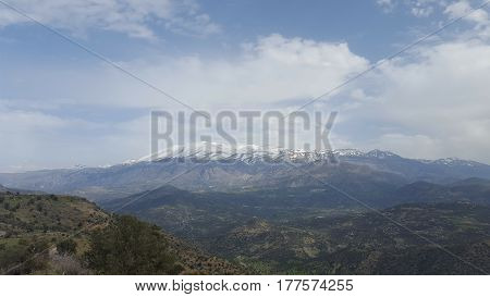 Panorama view of mountain range, Island of Crete