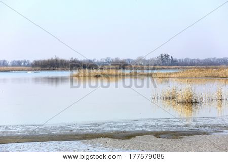 morning landscape on Solony Liman lake in Ukraine