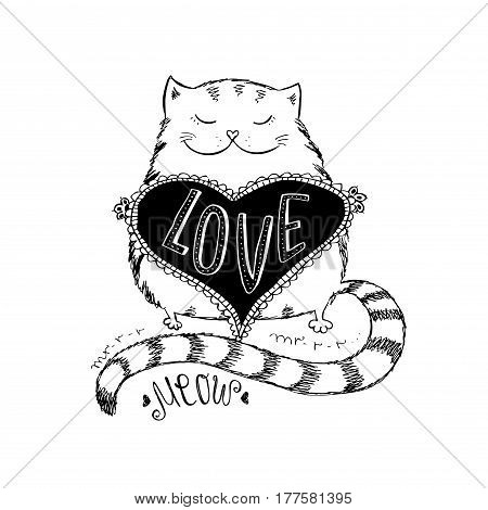 Cute Cat With Love Heart