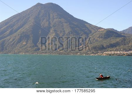 Lake Atitlan With Vulcano San Pedro