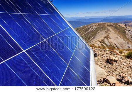 solar battery alternative enegry at the mountains landscape