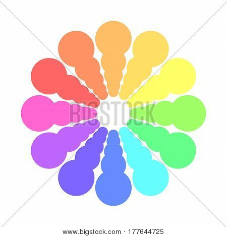 Partly transparent rainbow spectrum color circles arranged in the rings. Vector illustration.