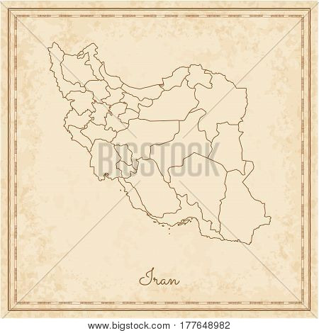 Iran Region Map: Stilyzed Old Pirate Parchment Imitation. Detailed Map Of Iran Regions. Vector Illus