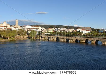 City and Romanesque bridge Mirandela Tras-os-Montes e Alto Douro Portugal