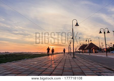 Morning at a park near the Khong river in Bueng Kan district Thailand.