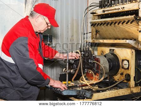 Professional Mechanics Testing Diesel Injector In His Workshop, Repair Of Diesel Fuel Injectors, Ust