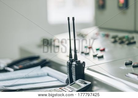detail shot of control room of a factory.