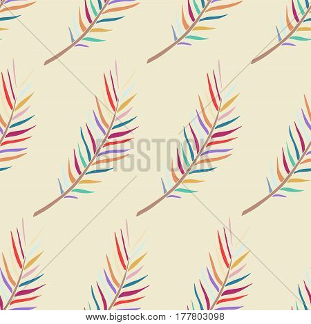 Hand drawn fern seamless pattern. Tropical vector print.
