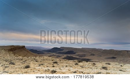 Arava Desert Travel In Israel At Evening