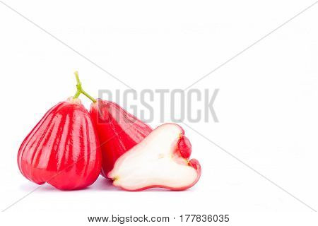 red rose apple  on white background healthy rose apple fruit food isolated